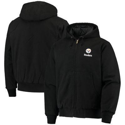 Men's Dunbrooke Black Pittsburgh Steelers Dakota Cotton Canvas Hooded Jacket