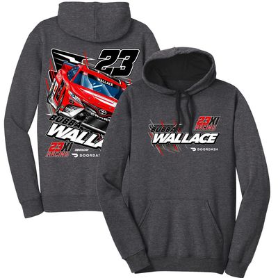 E2 APPAREL Men's Heathered Charcoal Bubba Wallace Door Dash Car 2-Spot Pullover Hoodie in Heather Charcoal