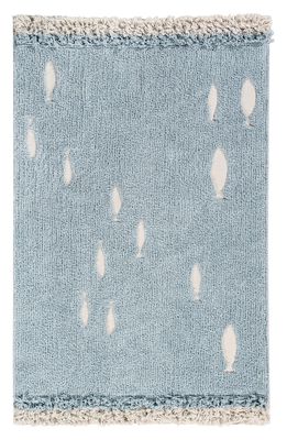 Lorena Canals Ocean Shore Washable Recycled Cotton Blend Rug in Blue
