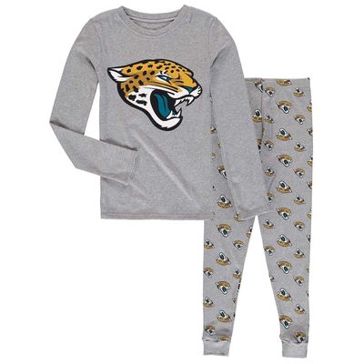 Outerstuff Youth Heathered Gray Jacksonville Jaguars Long Sleeve T-Shirt & Pants Sleep Set