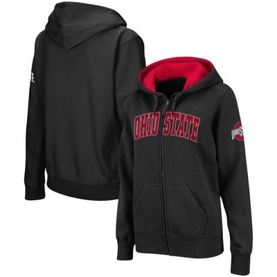 COLOSSEUM Women's Black Ohio State Buckeyes Arched Name Full-Zip Hoodie