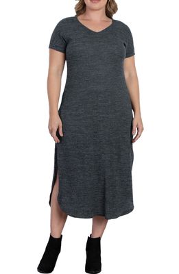 Kiyonna Jetsetter Side Slit Maxi Dress in Charcoal Grey