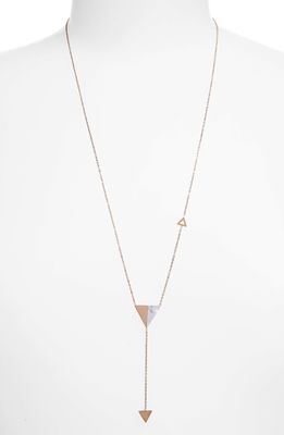 Knotty Triangle Pendant Drop Y-Necklace in Pink
