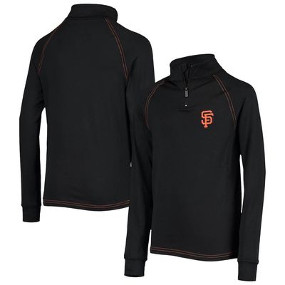 Youth Stitches Black San Francisco Giants Raglan Quarter-Zip Jacket