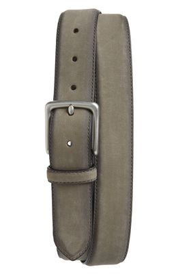 AllSaints Nubuck Leather Belt in Grey/Dull Nickel