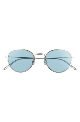 Prada Phantos 50mm Small Round Sunglasses in Silver/Blue
