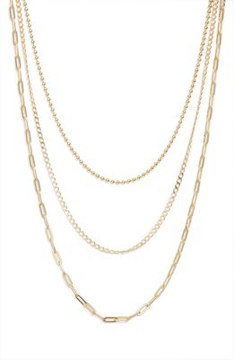 Argento Vivo Sterling Silver Three-Row Layered Chain Necklace in Gold