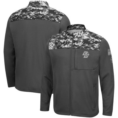 Men's Colosseum Charcoal Boston College Eagles OHT Military Appreciation Digi Camo Full-Zip Jacket