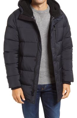 Vince Camuto Water Resistant Quilted Stretch Parka in Navy
