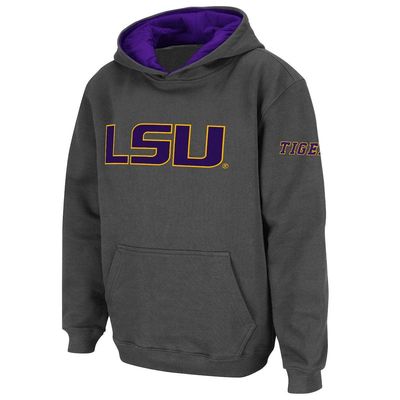 Youth Stadium Athletic Charcoal LSU Tigers Big Logo Pullover Hoodie
