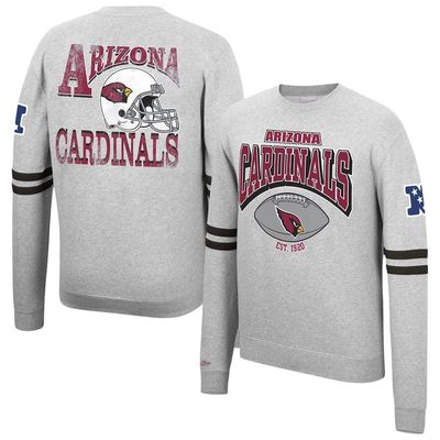 Men's Mitchell & Ness Heathered Gray Arizona Cardinals Allover Print Fleece Pullover Sweatshirt in Heather Gray