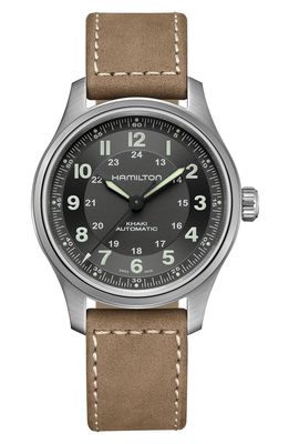 Hamilton Khaki Field Titanium Automatic Leather Strap Watch