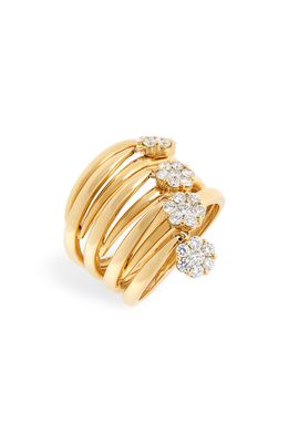 Hueb Flower Charm Stacked Diamond Ring