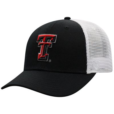 Men's Top of the World Black/White Texas Tech Red Raiders Trucker Snapback Hat