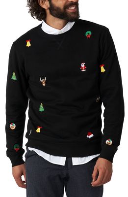 OppoSuits Xmas Icons Embroidered Sweatshirt in Black