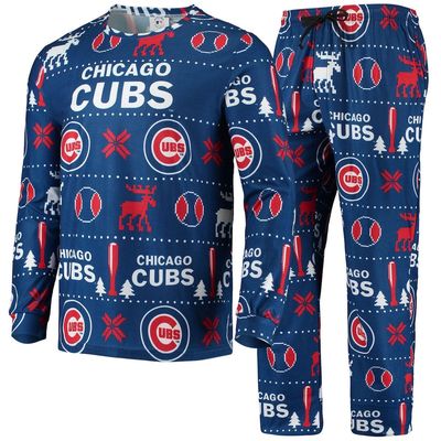 Men's FOCO Royal Chicago Cubs Ugly Pajama Sleep Set