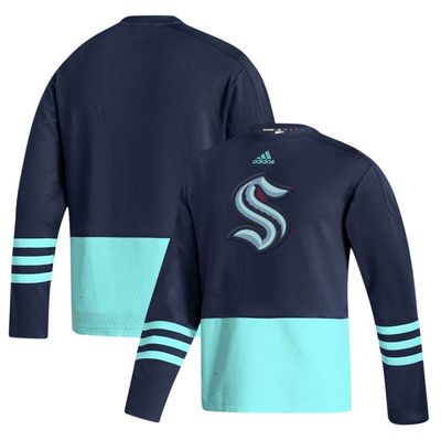 Men's adidas Deep Sea Blue Seattle Kraken Logo AEROREADY Pullover Sweater in Navy
