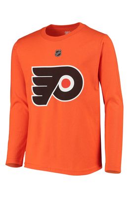 Outerstuff Youth Carter Hart Orange Philadelphia Flyers Authentic Stack Long Sleeve Name & Number T-Shirt
