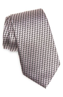 ZEGNA Micro Pattern Silk Tie in Micro Pink