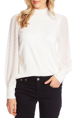 CeCe Clip Dot Sleeve Sweater in Antiq White