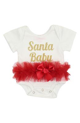 Popatu Santa Baby Tutu Bodysuit in White Red