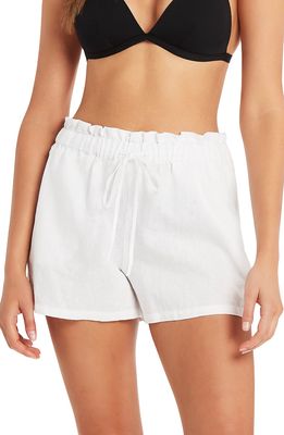 Sea Level Skipper Linen Cover-Up Shorts in White