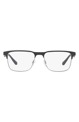 Emporio Armani 53mm Semirimless Square Optical Glasses in Matte Black