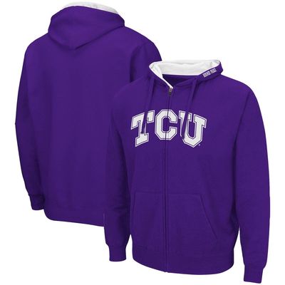 Men's Colosseum Purple TCU Horned Frogs Arch & Logo 3.0 Full-Zip Hoodie