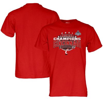 Men's Blue 84 Red Cincinnati Bearcats 2021 AAC Football Conference Champions Locker Room T-Shirt
