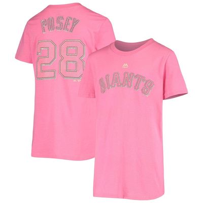 Youth Majestic Buster Posey Pink San Francisco Giants Name & Number Team T-Shirt