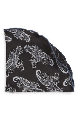 BUTTERFLY BOW TIE Paisley Reversible Silk Pocket Circle in Charcoal