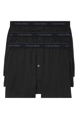 Calvin Klein 3-Pack Knit Cotton Boxers in Black