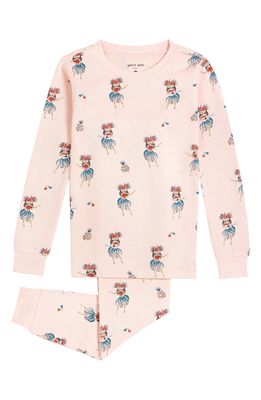 Petit Lem Kids' Stretch Hula Print Fitted Two-Piece Stretch Organic Cotton Pajamas in Light Pink