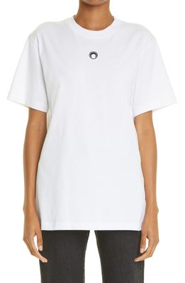 Marine Serre Embroidered Logo Oversize Organic Cotton T-Shirt in White