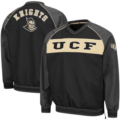 Men's Colosseum Black UCF Knights Marshgammon Windbreaker V-Neck Raglan Pullover Jacket