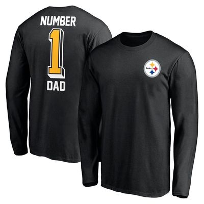 Men's Fanatics Branded Black Pittsburgh Steelers #1 Dad Long Sleeve T-Shirt