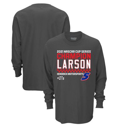Men's Hendrick Motorsports Team Collection Charcoal Kyle Larson 2021 NASCAR Cup Series Champion Name & Number Long Sleeve T-Shirt