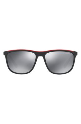 Emporio Armani 58mm Rectangular Sunglasses in Matte Black