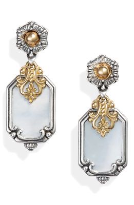 Konstantino Hestia Shield Drop Earrings in Silver/Gold/Mother Of Pearl
