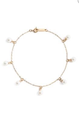Knotty Imitation Pearl Charm Bracelet in Gold