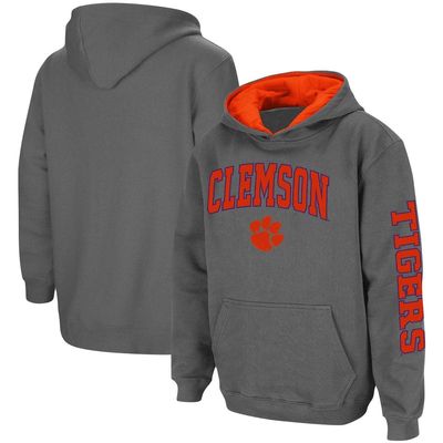 Youth Colosseum Charcoal Clemson Tigers 2-Hit Team Pullover Hoodie