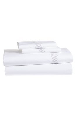 Matouk Triple Chain 350 Thread Count Sheet Set in White/Silver