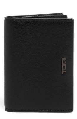 Tumi Gusseted Leather Card Case in Black Texture