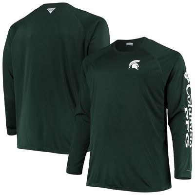 Men's Columbia Green Michigan State Spartans Big & Tall Terminal Tackle Omni-Shade Long Sleeve Raglan T-Shirt