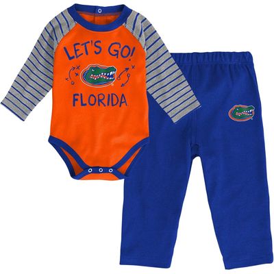 GENUINE STUFF Infant Orange/Royal Florida Gators Touchdown 2.0 Raglan Long Sleeve Bodysuit & Pants Set