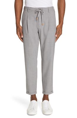Eleventy Stretch Wool Jogger Dress Pants in Light Grey