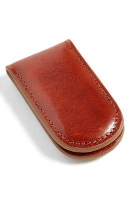 Bosca Leather Money Clip in Amber