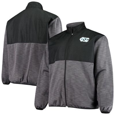 PROFILE Men's Black/Charcoal North Carolina Tar Heels Big & Tall Puff Full-Zip Jacket