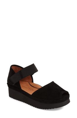 L'Amour des Pieds Amadour Platform Sandal in Black Suede Leather