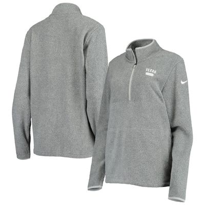 Women's Nike Gray Texas Longhorns Teddy Bear Fleece Half-Zip Jacket